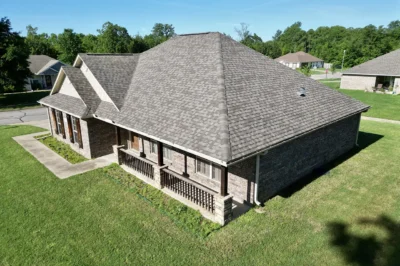Aerial Side Profile Roof Replacement Fort Smith